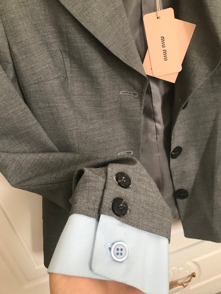 Gri Keten Kadın Blazer Ceket - Görsel 3