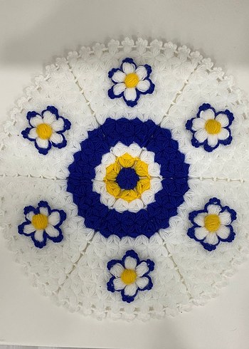 El Yapımı Örgü Nazar Boncuğu ve Çiçekli Amerikan Servis - Görsel 3