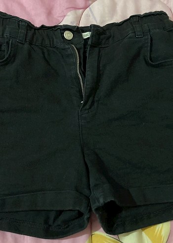 Siyah Beli Lastikli Kot Şort - Görsel 5