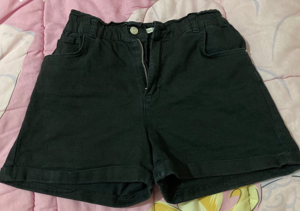 Siyah Beli Lastikli Kot Şort - Görsel 5