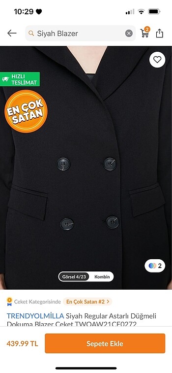 34 Beden siyah Renk siyah blazer ceket