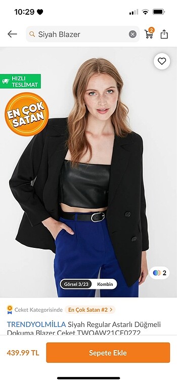 34 Beden siyah blazer ceket