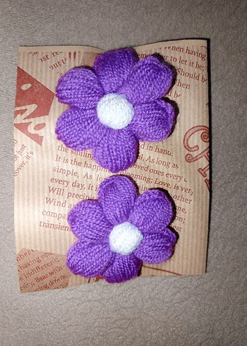 Renkli Nakışlı Örgü Çiçek Saç Tokaları - Görsel 5