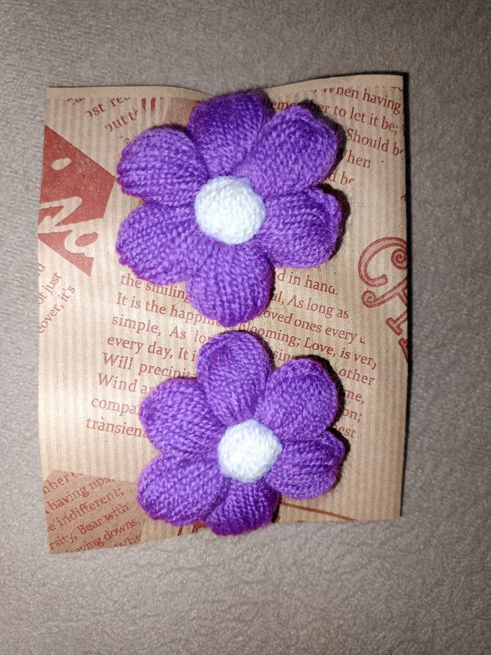 Renkli Nakışlı Örgü Çiçek Saç Tokaları - Görsel 5