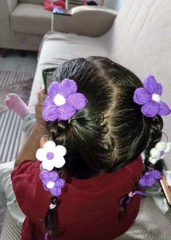 Mor Bağlamalı Çocuk Saç Tokası Seti - Görsel 3