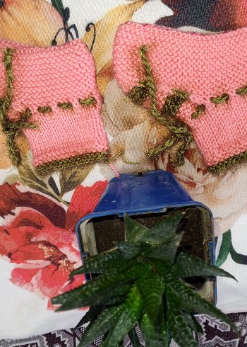 El Örgüsü Pembe Saksı Kılıfı - Görsel 4