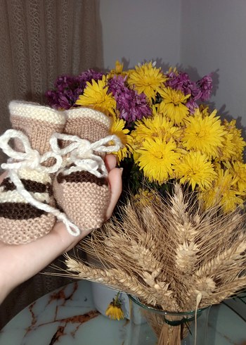 Örgü Bohem Kız Bebek Botu - Görsel 6