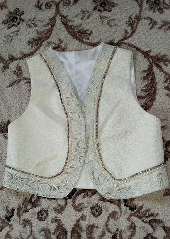 Beyaz Nakışlı Düğmeli Çocuk sünnetTakımı - Görsel 5