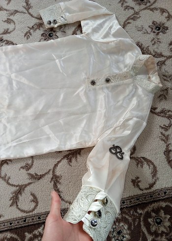 Beyaz Nakışlı Düğmeli Çocuk sünnetTakımı - Görsel 18