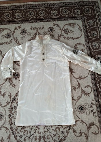 Beyaz Nakışlı Düğmeli Çocuk sünnetTakımı - Görsel 7