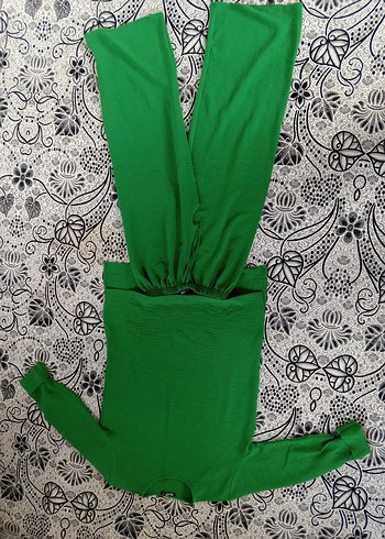 Yeşil Bol Kesim Kadın Tulum - Görsel 5