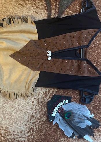 Kahverengi Süet Püsküllü Bohem gösteri kostümü - Görsel 2