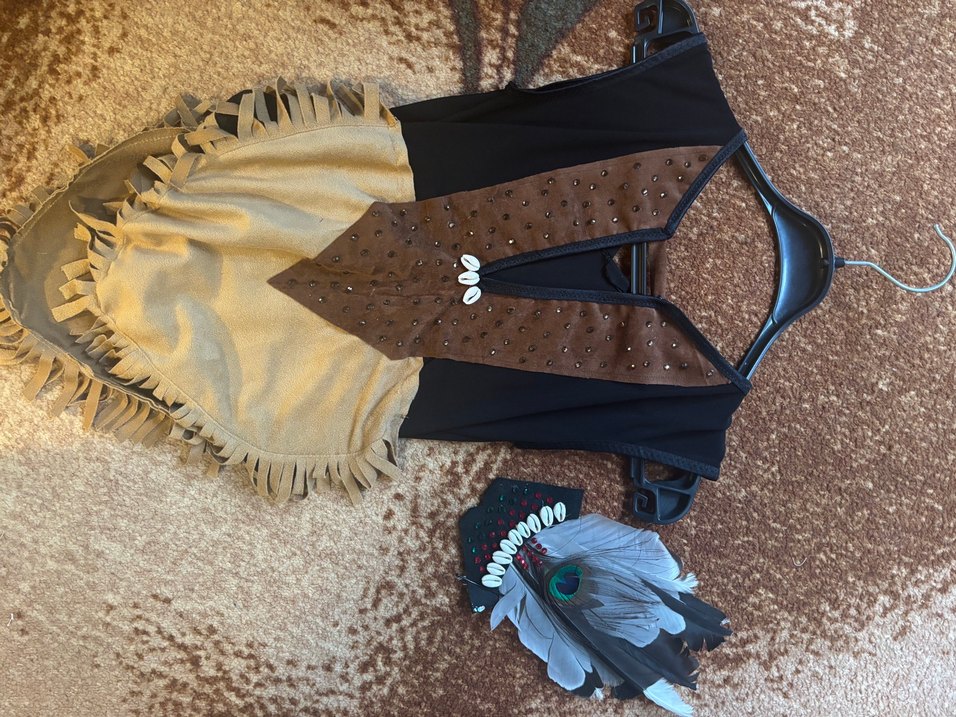 Kahverengi Süet Püsküllü Bohem gösteri kostümü - Görsel 2