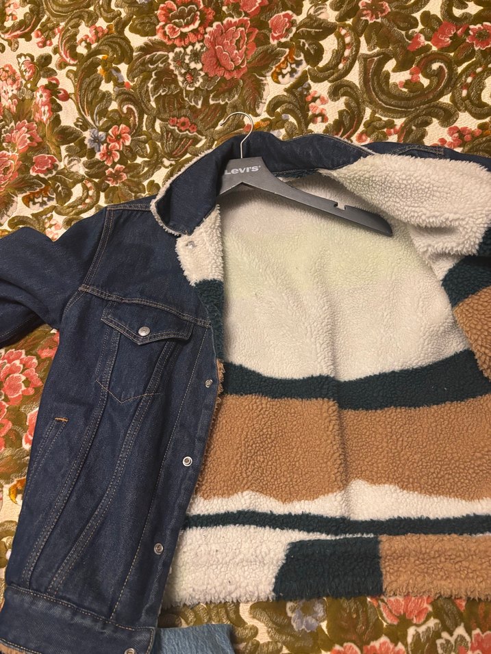 Kadın erkek Kahverengi Kürklü Jean Ceket - Görsel 2