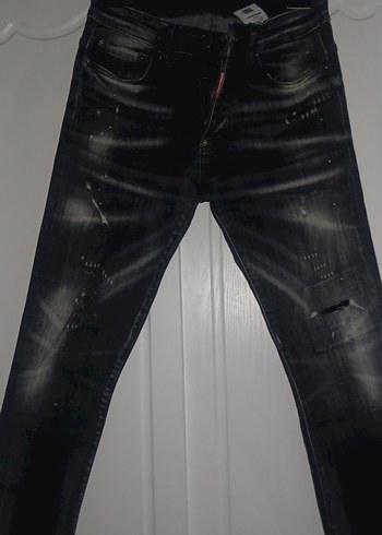 Erkek Siyah Dar Kesim Denim Jean