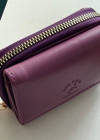 Şans getiren Mor vegan Deri Fermuarlı katlamalı Kadın Cüzdanı - Görsel 3