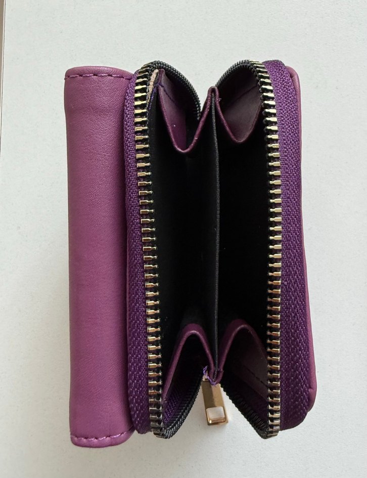 Şans getiren Mor vegan Deri Fermuarlı katlamalı Kadın Cüzdanı - Görsel 5