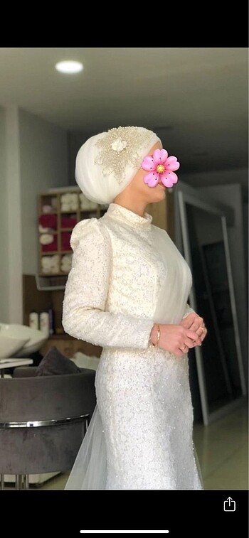 Beyaz nikah düğün elbisesi + taç