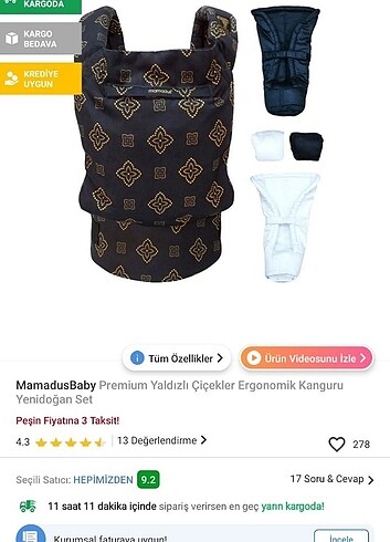 Mamadus Baby yenidoğan uyumlu kanguru