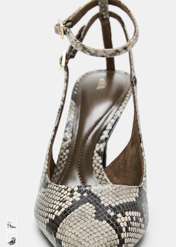 Kahverengi Yılan Desenli Stiletto Topuklu Kadın Ayakkabı - Görsel 4