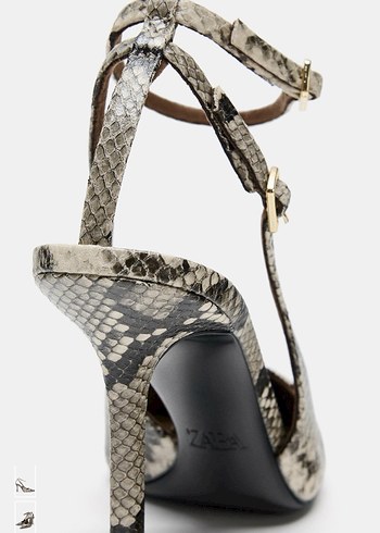 Kahverengi Yılan Desenli Stiletto Topuklu Kadın Ayakkabı - Görsel 5