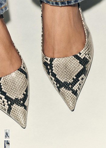 Kahverengi Yılan Desenli Stiletto Topuklu Kadın Ayakkabı - Görsel 2