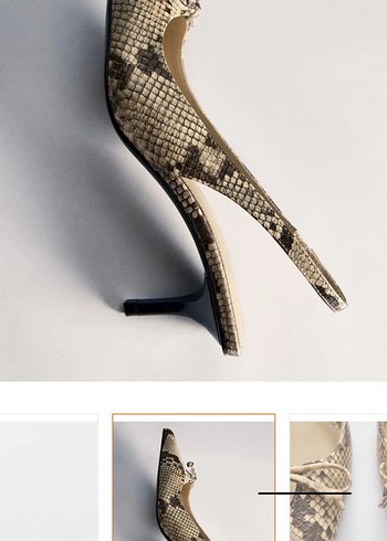 Bej Deri Yılan Desenli Stiletto - Görsel 2