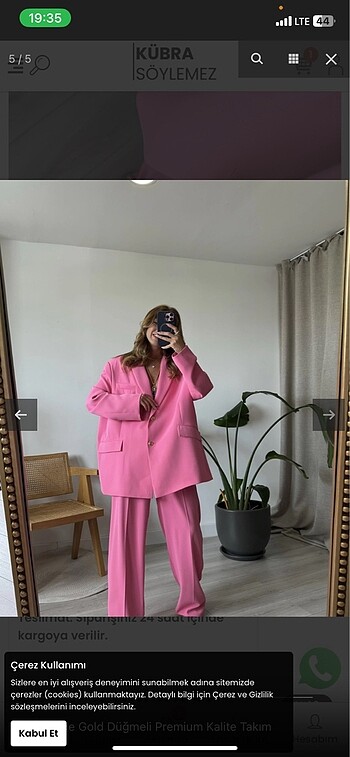 Pembe gold düğmeli blazer takım