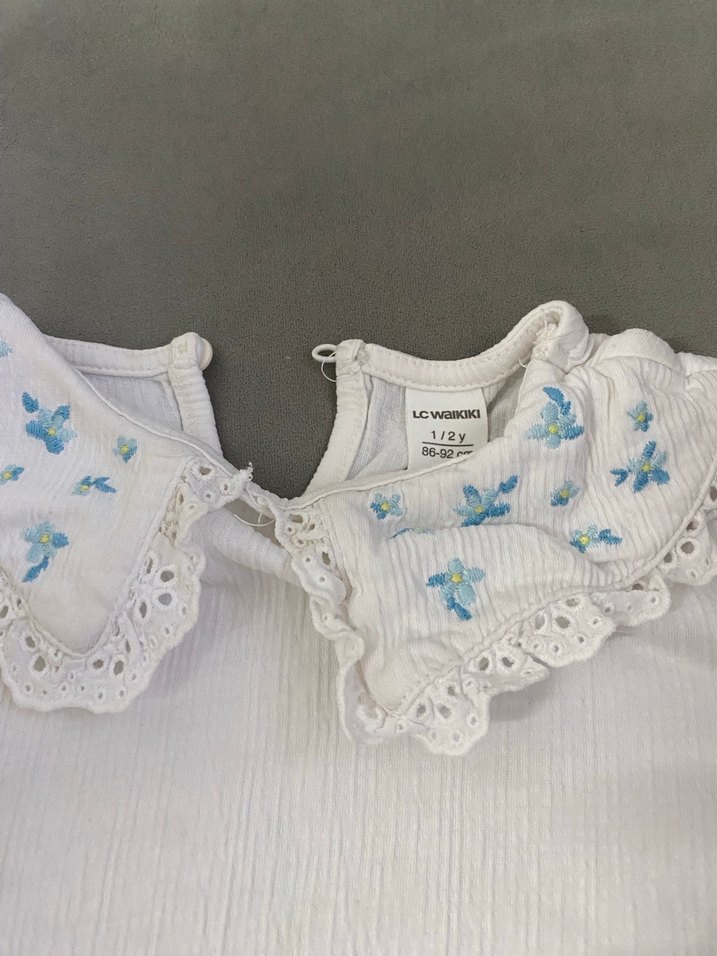 Kız Çocuk Beyaz Nakışlı tişört - Görsel 2