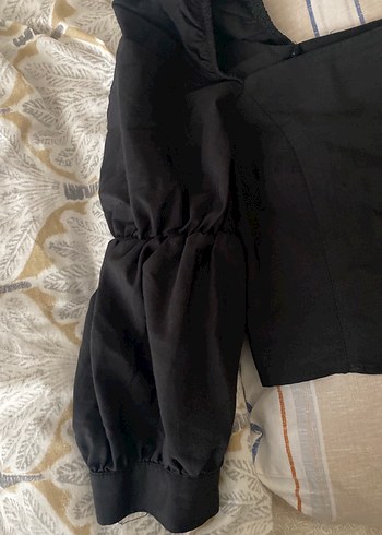 Siyah crop kadın bluz - Görsel 2