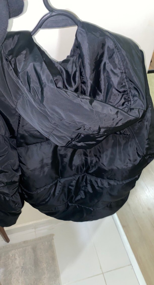 Siyah oversize kalıp kadın mont - Görsel 3