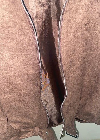 Kahverengi yeni sezon Süet Fermuarlı Ceket - Görsel 3