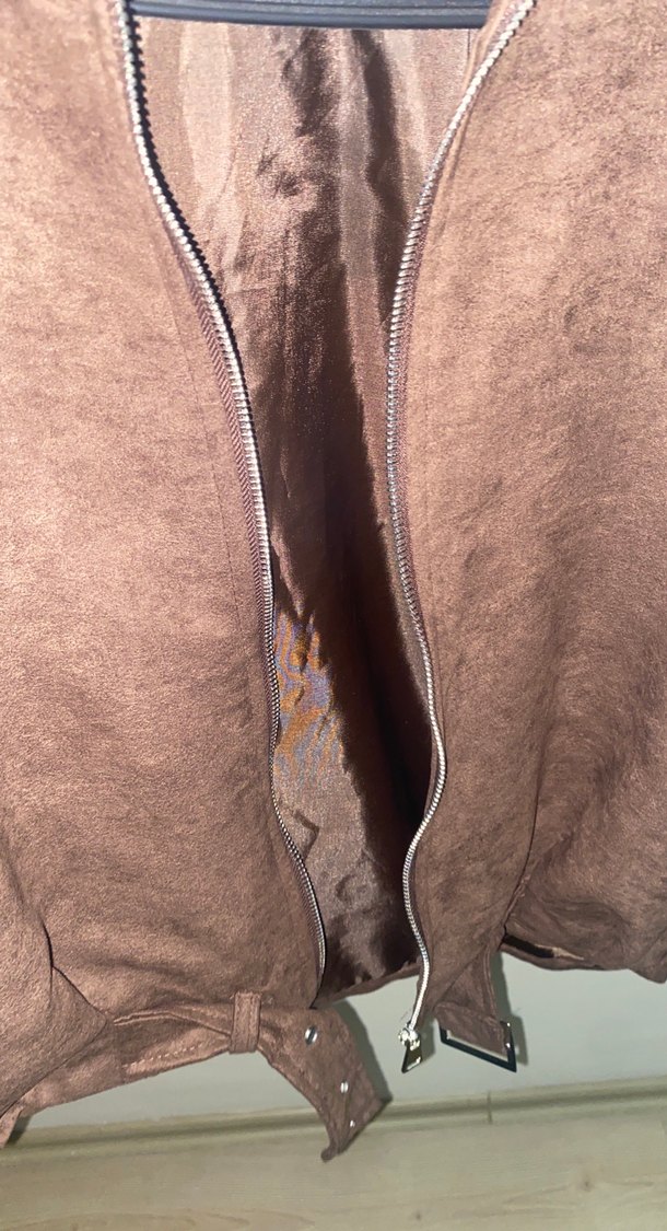 Kahverengi  yeni sezon Süet Fermuarlı Ceket - Görsel 3