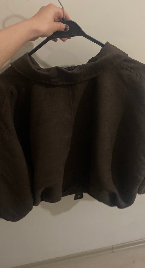 Kahverengi  yeni sezon Süet Fermuarlı Ceket - Görsel 2