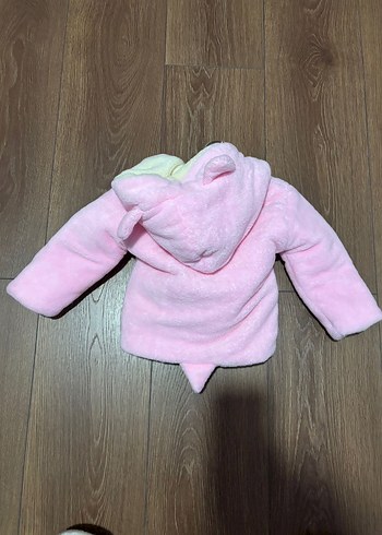 Kız Çocuk Pembe Kürklü Kapüşonlu Ceket - Görsel 2
