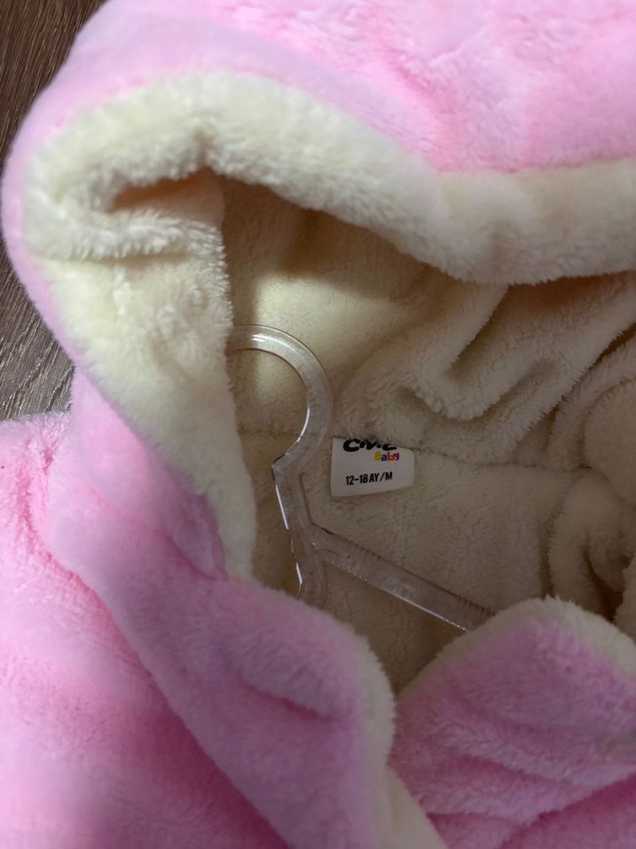 Kız Çocuk Pembe Kürklü Kapüşonlu Ceket - Görsel 3