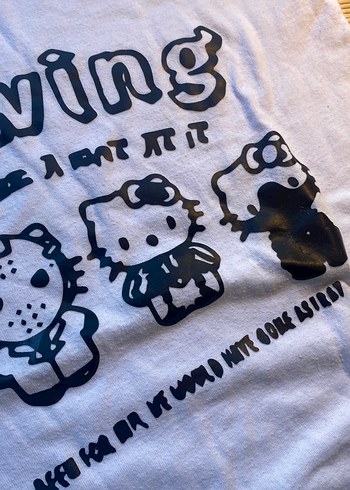 10 Yaş Beden beyaz Renk Kız Çocuk Baskılı Kısa Kollu Beyaz Tişört hello kitty baskılı