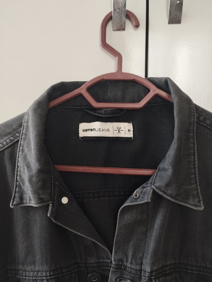 Kadın Gri Düğmeli Denim Ceket - Görsel 2