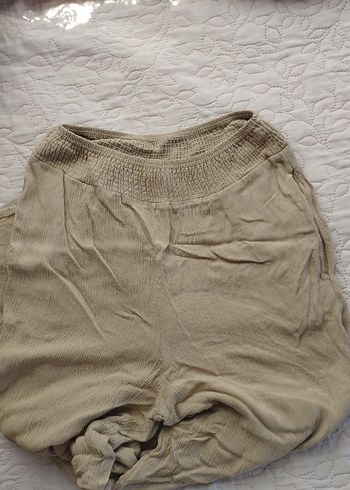 Bej Keten Bol Kesim Kadın Pantolon - Görsel 2