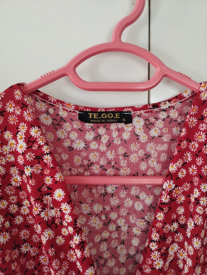 V Yaka Uzun Kollu Bohem Elbise - Görsel 3