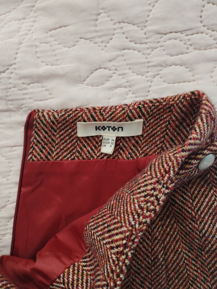 Düğmeli Kahverengi Mini Etek - Görsel 3