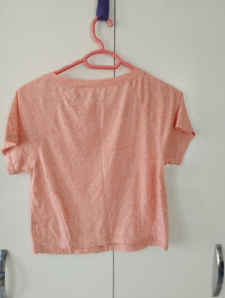 Kız Çocuk Pembe Kısa Kollu Dantelli Tişört - Görsel 3