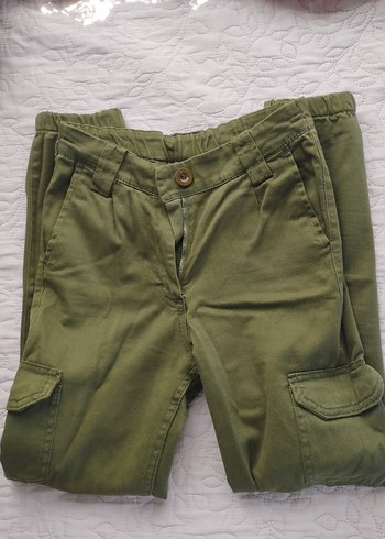 Kadın Haki Pamuklu Kemerli Kargo Pantolon - Görsel 3