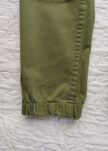 Kadın Haki Pamuklu Kemerli Kargo Pantolon - Görsel 4