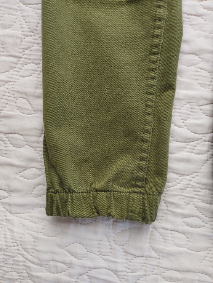 Kadın Haki Pamuklu Kemerli Kargo Pantolon - Görsel 4