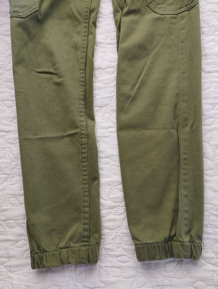 Kadın Haki Pamuklu Kemerli Kargo Pantolon - Görsel 5