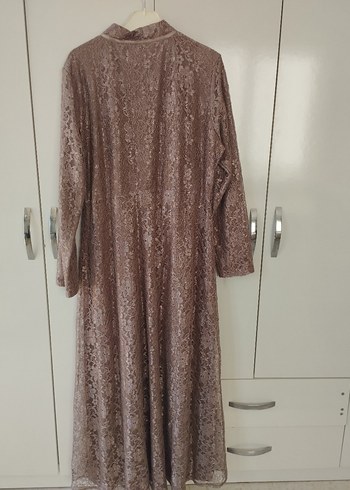 Dantel Detaylı Bej Kadın Uzun Elbise - Görsel 5