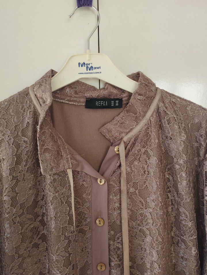 Dantel Detaylı Bej Kadın Uzun Elbise - Görsel 3