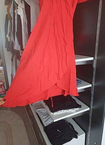 xl Beden kırmızı Renk Asimetrik kesim elbise
