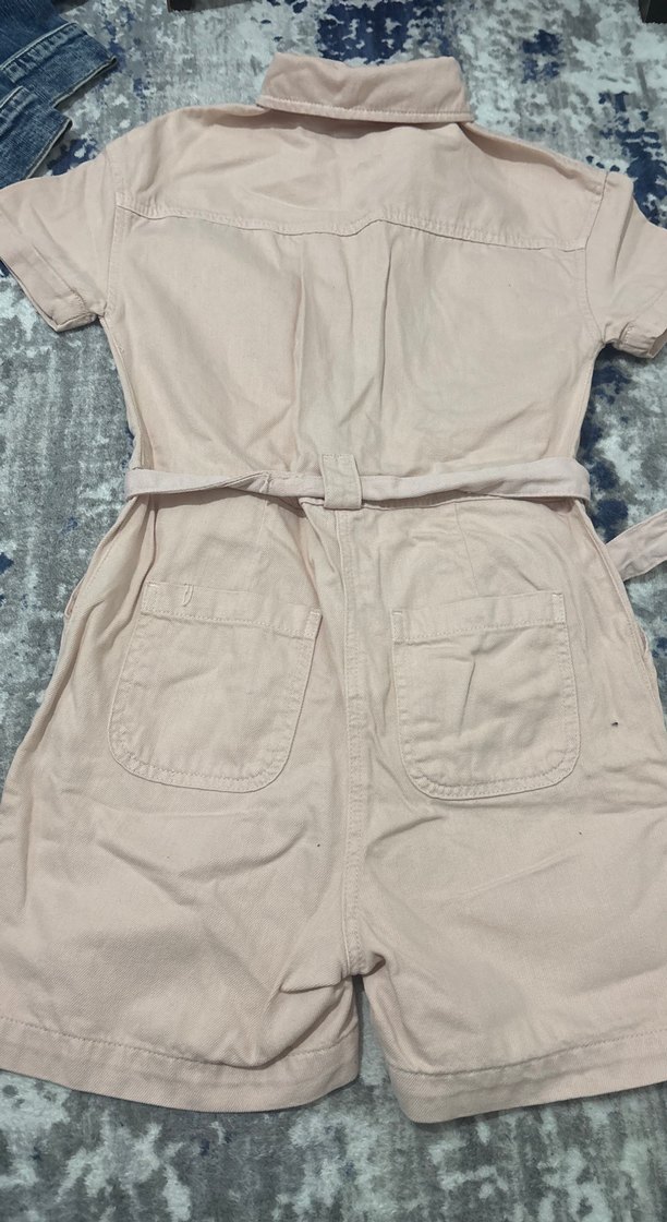 Pembe Kısa Kollu Kadın Tulum - Görsel 3